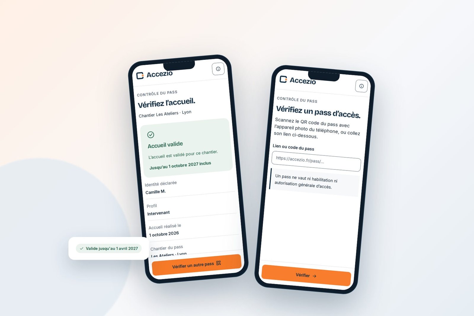 Vérification d’un pass d’accès nominatif entre deux téléphones