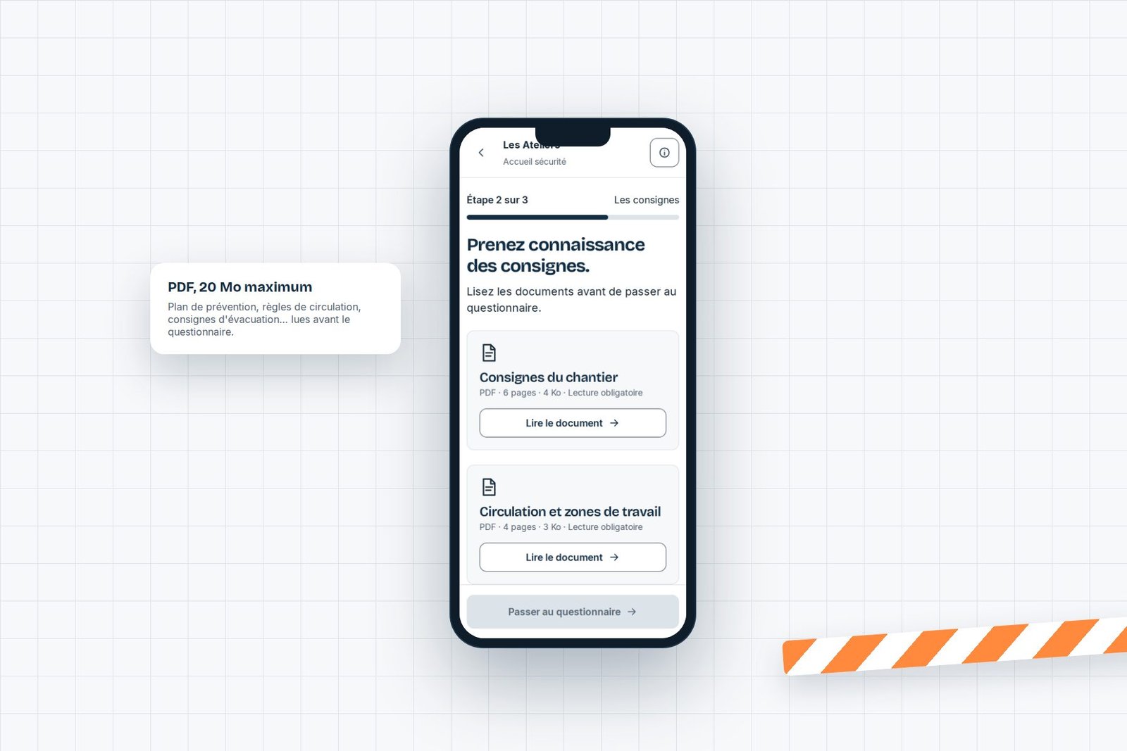 Documents PDF du chantier à lire avant le questionnaire